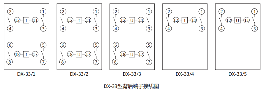 DX-33/1信號繼電器背后端子接線圖及外引接線圖 DX-33/1信號繼電器背后端子接線圖及外引接線圖