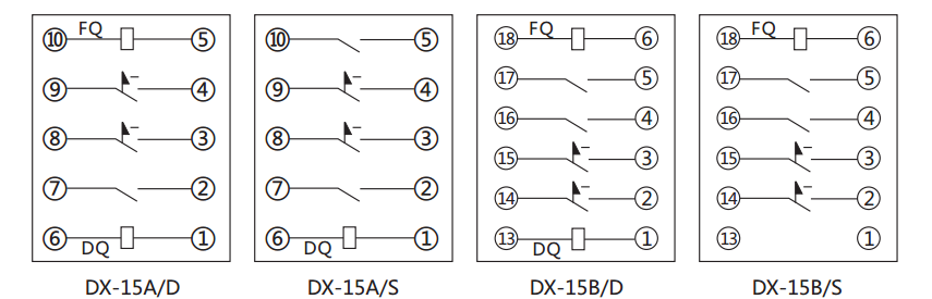 DX-15A/D信號繼電器內部接線及外引接線圖