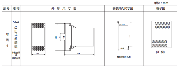 JY-1A/1電壓繼電器外形及開孔尺寸2 JY-1A/1電壓繼電器外形及開孔尺寸2