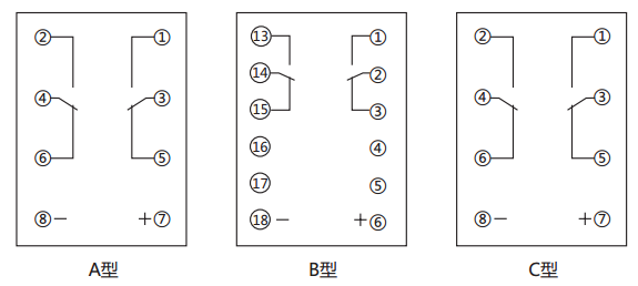 JCDY-2/A直流電壓繼電器內部接線及外引接線圖 JCDY-2/A直流電壓繼電器內部接線及外引接線圖
