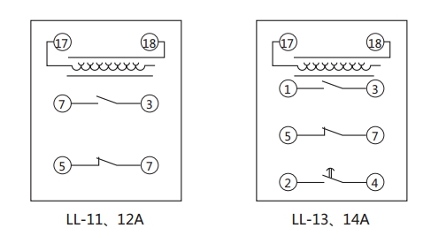 LL-12A/5繼電器內部接線 LL-12A/5繼電器內部接線