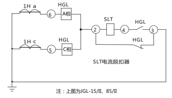 JGL-13/Ⅱ二相靜態(tài)反時限過流繼電器典型應用接線圖 JGL-13/Ⅱ二相靜態(tài)反時限過流繼電器典型應用接線圖