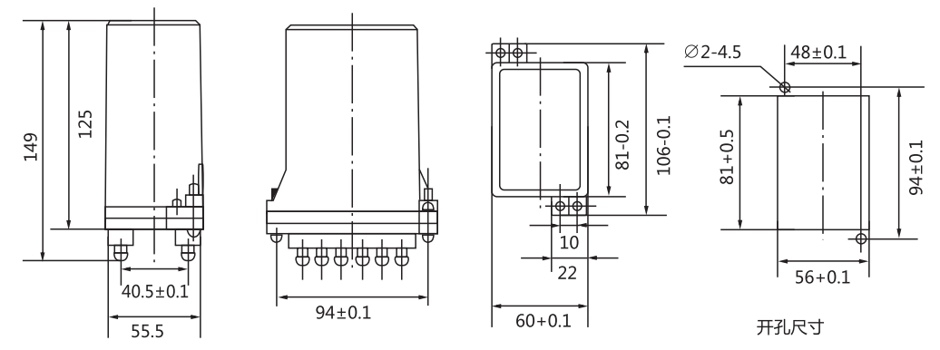 DZ-31B中間繼電器中間繼電器外形及開孔尺寸 DZ-31B中間繼電器中間繼電器外形及開孔尺寸