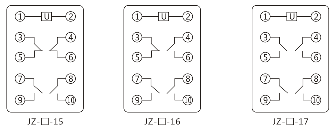 JZY(J)-404靜態中間繼電器內部接線圖及外引接線圖 JZY(J)-404靜態中間繼電器內部接線圖及外引接線圖