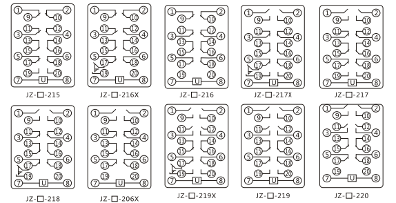 JZY(J)-404靜態中間繼電器內部接線圖及外引接線圖 JZY(J)-404靜態中間繼電器內部接線圖及外引接線圖