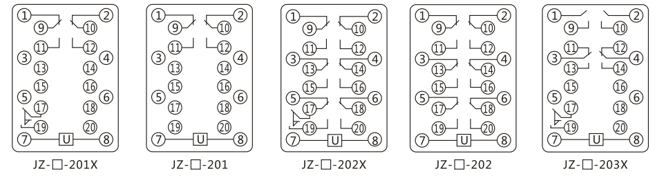 JZY（J)-220靜態中間繼電器內部接線圖及外引接線圖
