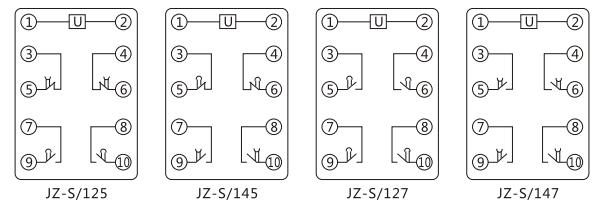JZ-S/145靜態可調延時中間繼電器內部接線圖及外引接線圖 JZ-S/145靜態可調延時中間繼電器內部接線圖及外引接線圖