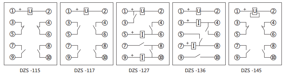 DZS-145延時中間繼電器內部接線圖及外引接線圖 DZS-145延時中間繼電器內部接線圖及外引接線圖